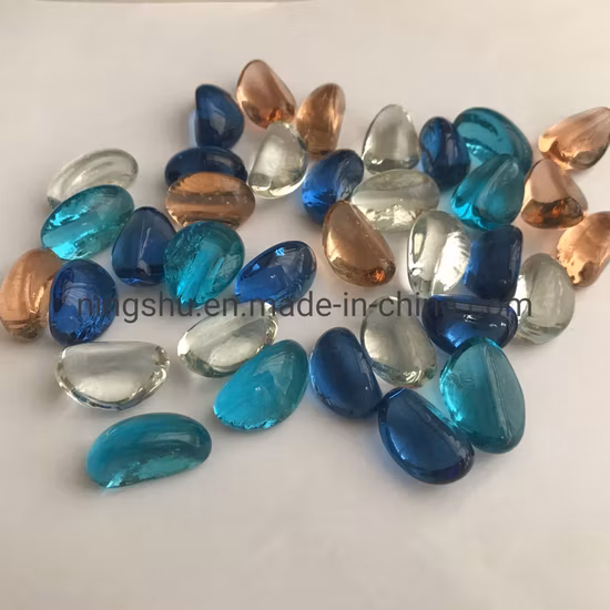 Pierres précieuses en verre décoratives, galets, pépites, cajou, verre pour dispersion de Table