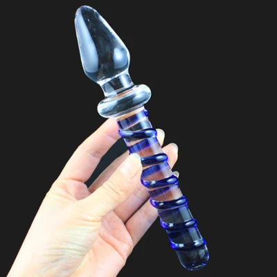 Bâton de Massage en verre de cristal pour femme, Double Stimulation, feu de glace, dispositif de Masturbation anale et vaginale, produits sexuels pour adultes